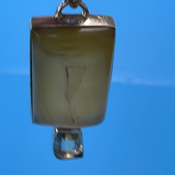 Sterling Triple Citrine Druzy Pendant Necklace. Hinged. Auspicious. Artist made - Picture 15 of 15